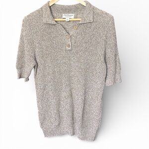 Norm Thompson Womens Brown Knit Short Sleeve Cardigan Sweater